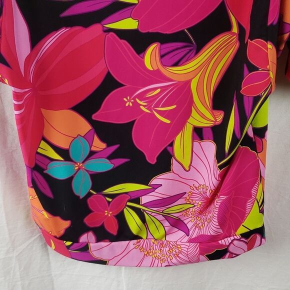 Trina Turk Women's Small Pink & Orange Solar Floral Swim Cover Up - Picture 5 of 10